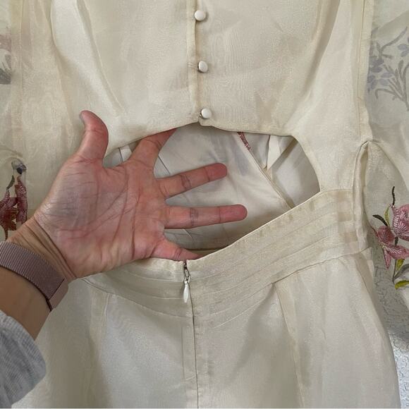 ASOS Design Floral Embroidered Organza Mini Dress in Cream Size 6 NWT - Picture 12 of 13